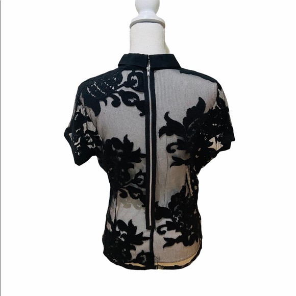 NWT designer Karen Harman black lace back exposed zipper blouse size medium - Picture 7 of 15